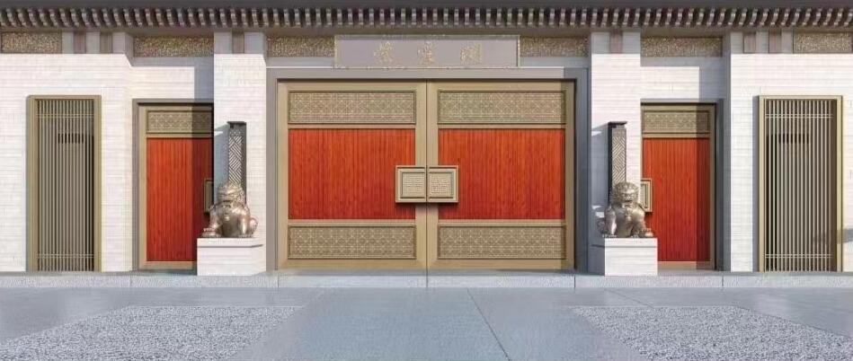 鎮(zhèn)江鋁藝大門廠家為別墅業(yè)主定制中式別墅大門